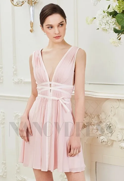 Robe de cocktail rose courte | Nancydress