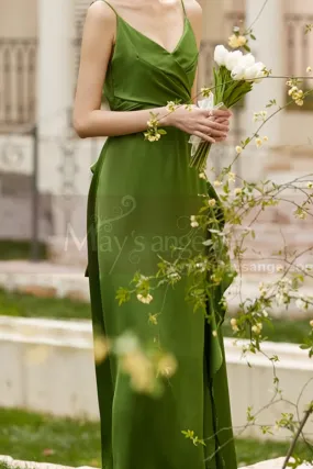 Robe long de cocktail vert demoiselle