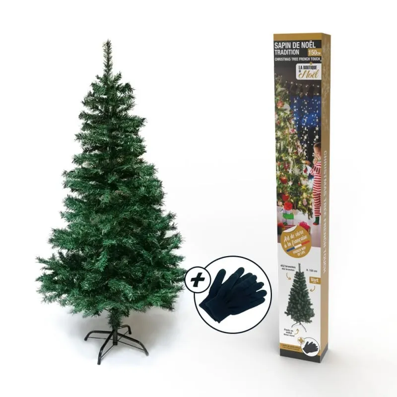 Sapin de Noël artificiel tradition et qualité - Arbre pour décoration de Noël avec support