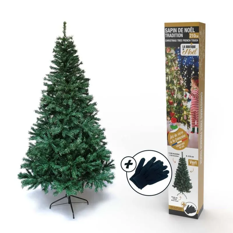 Sapin de Noël artificiel tradition et qualité - Arbre pour décoration de Noël avec support