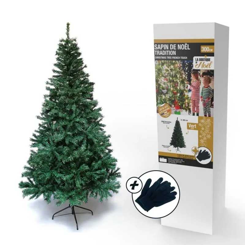 Sapin de Noël artificiel tradition et qualité - Arbre pour décoration de Noël avec support