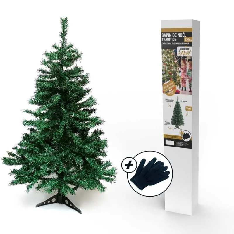 Sapin de Noël artificiel tradition et qualité - Arbre pour décoration de Noël avec support