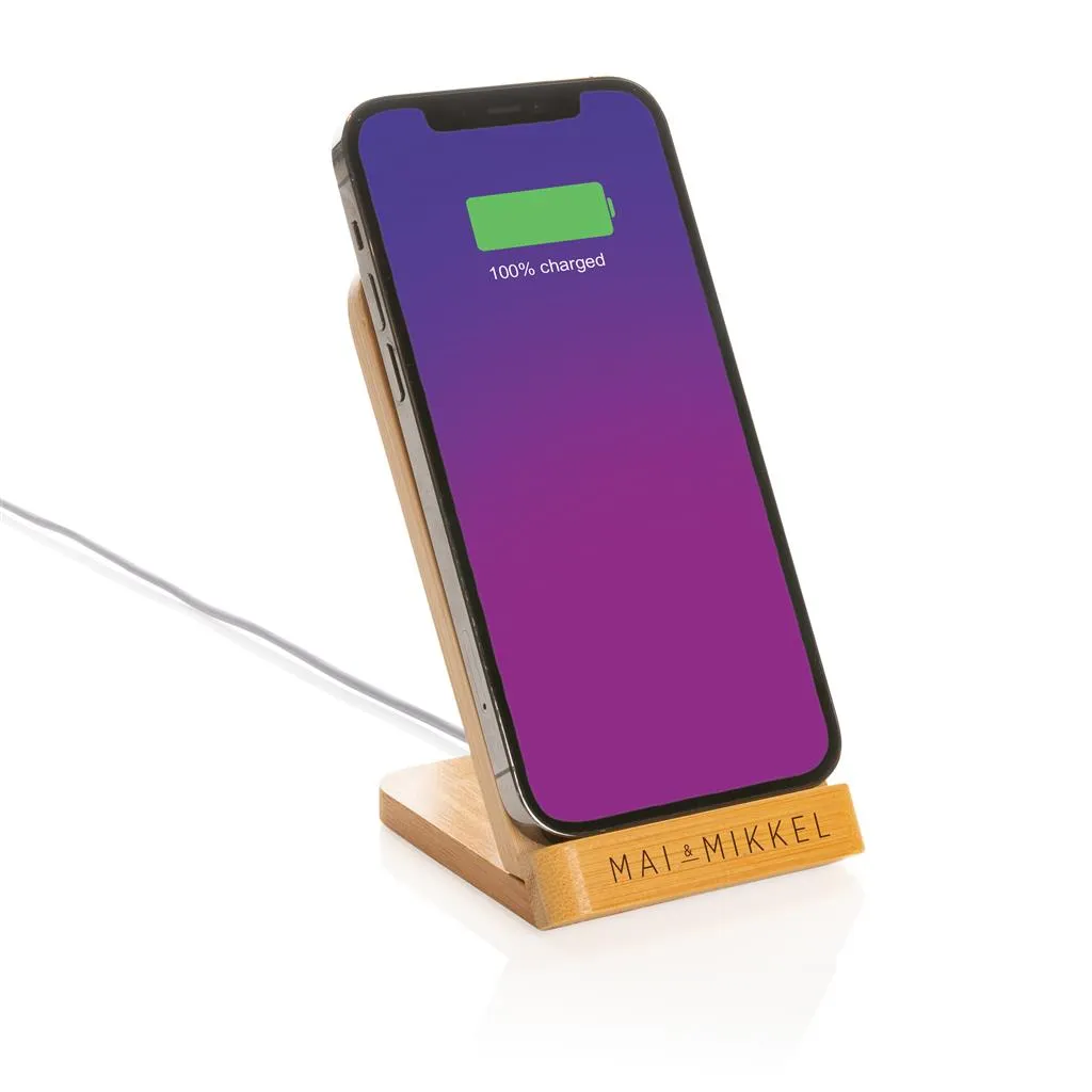 Support téléphone à induction en bambou certifié - 5W - LUNO - Vertlapub