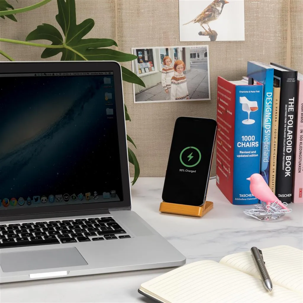 Support téléphone à induction en bambou certifié - 5W - LUNO - Vertlapub