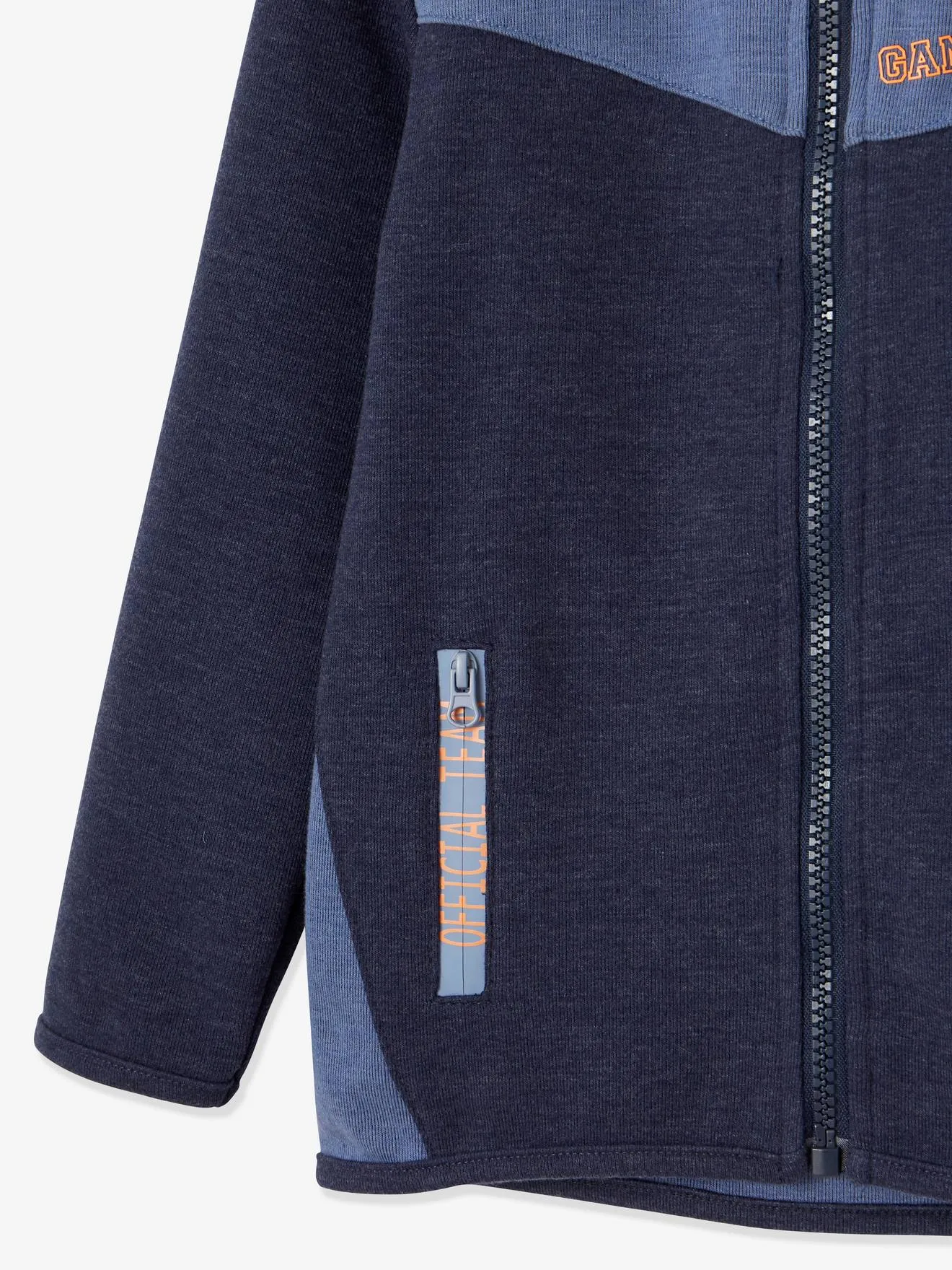 Sweat zippé sport garçon matière technique inscriptions graphiques bleu - Vertbaudet