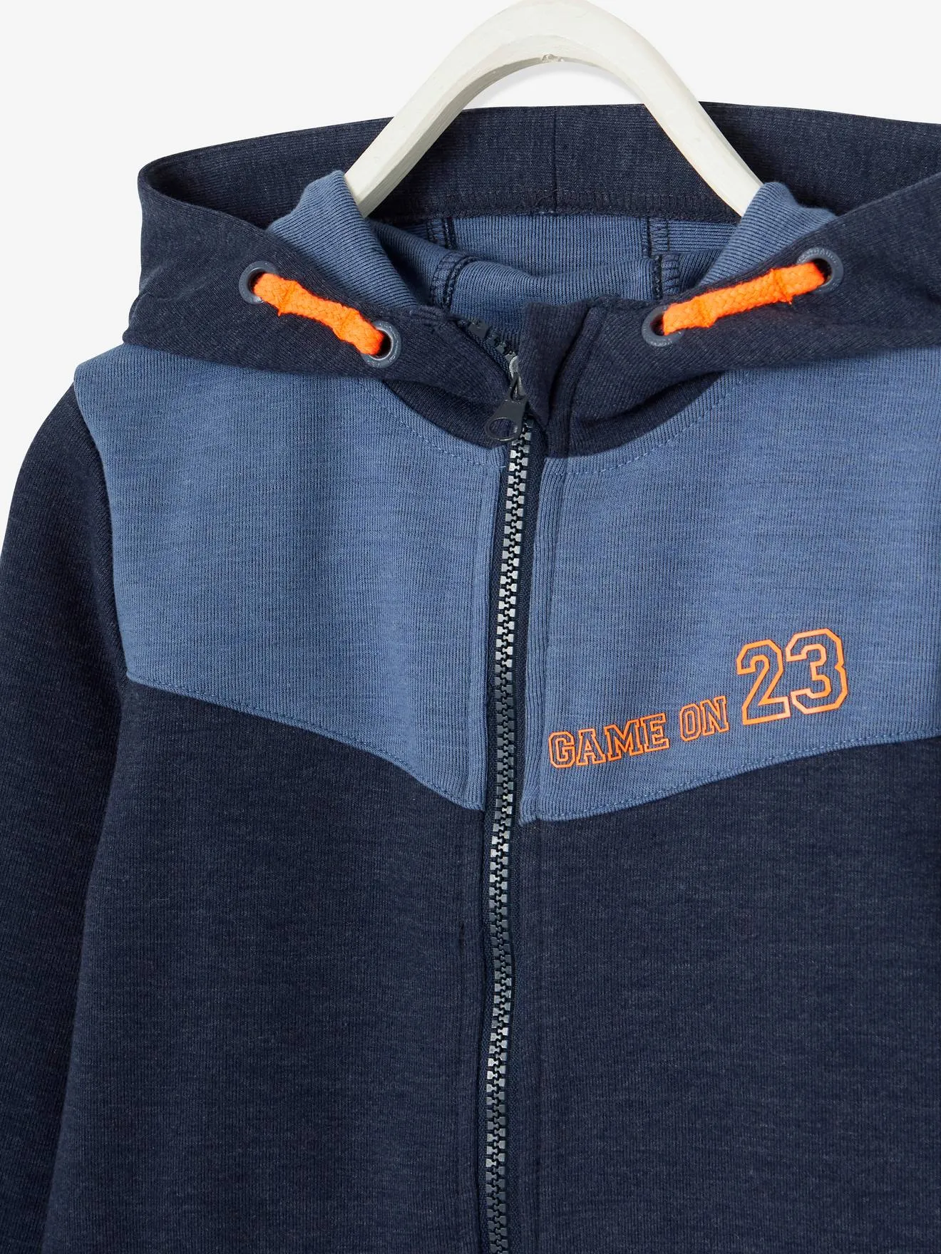 Sweat zippé sport garçon matière technique inscriptions graphiques bleu - Vertbaudet