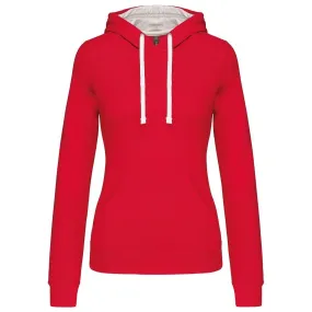 Sweat à capuche contrastée - Femme - K465 - rouge et blanc 