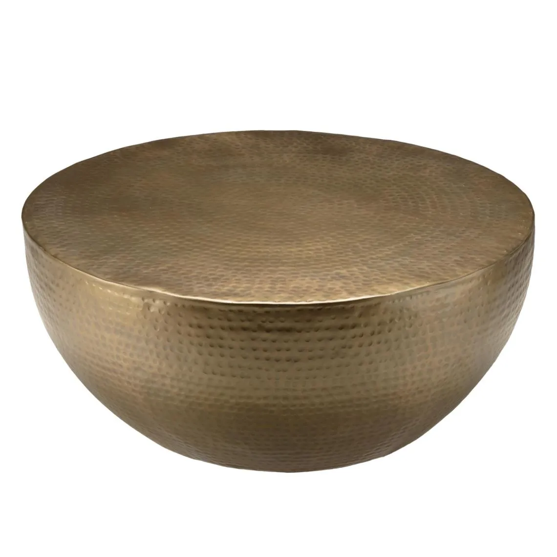 Table basse coque ronde en Aluminium Doré antique JOHAN | 3 Suisses