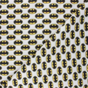 Tissu coton cretonne Batman sign - blanc