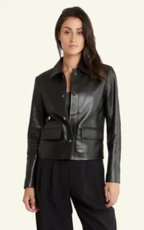 Veste cuir Anne noir Serge Pariente - La Canadienne - Blousons Cuir Black