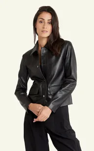 Veste cuir Anne noir Serge Pariente - La Canadienne - Blousons Cuir Black