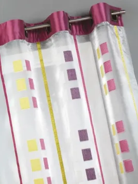 Voilage organza gros carrés et parement taffetas - Vert clair